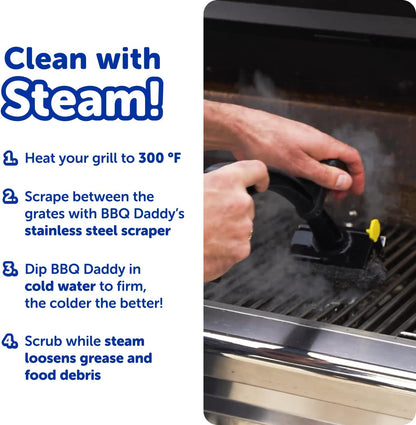 Scrub Daddy BBQ Daddy Grill Brush for Outdoor Grill - Bristle Free Grill Brush with Steel Grill Scraper + Scrub Brush - Temperature Controlled