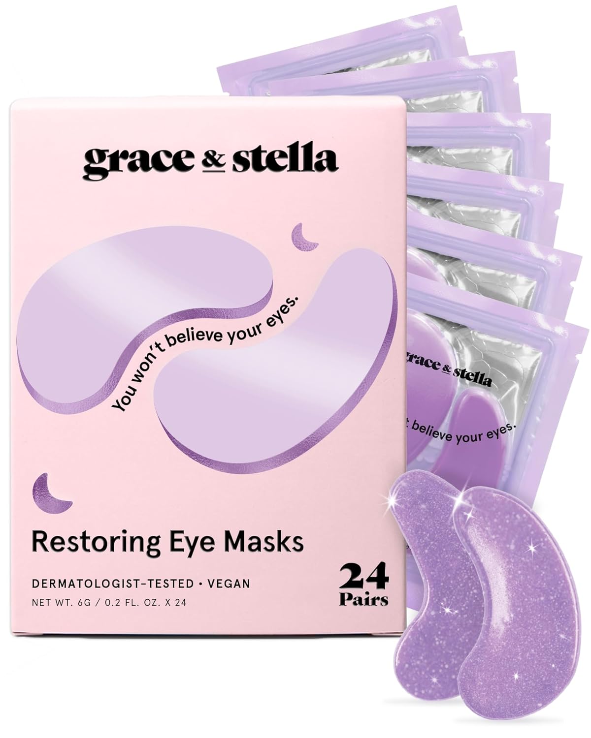 grace & stella Retinol Under Eye Patches for Puffy Eyes & Dark Circles - Restoring Gel Under Eye Masks with Hyaluronic Acid - Birthday Gifts for