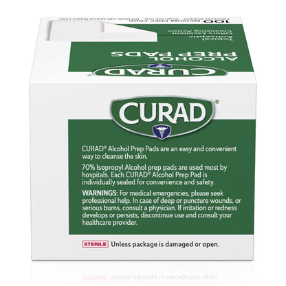 CURAD Alcohol Prep Pads (Pack of 4 Boxes), 400 Pieces of Medium Isopropyl Alcohol Wipes Individually