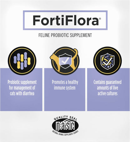 Purina Pro Plan Veterinary Supplements FortiFlora Daily Probiotics for Cats for Digestive Gut Health and Diarrhea - 30 ct. Box