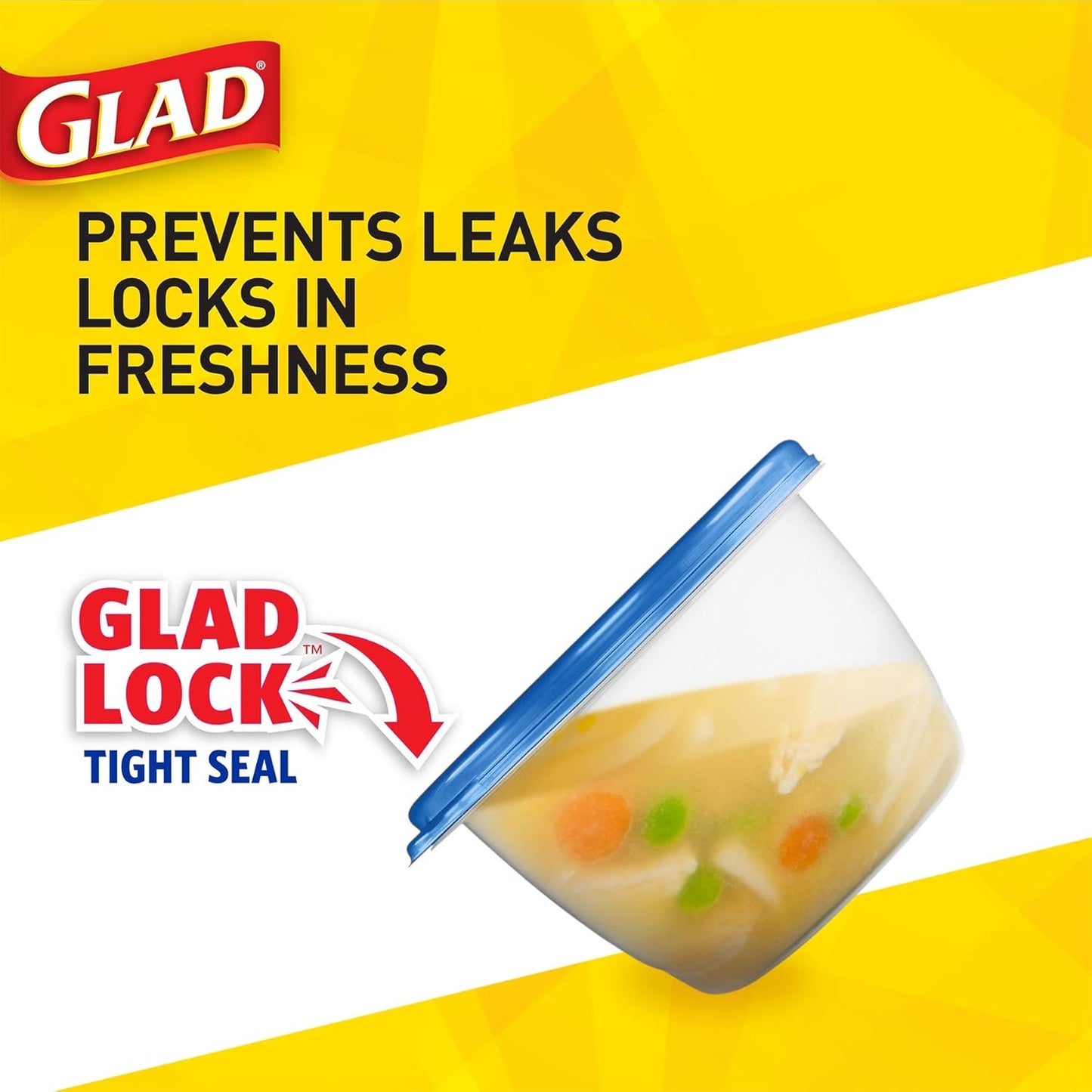 Glad GladWare Medium Rectangle Food Storage Containers with Lids, BPA Free Plastic for Soups Salads and Meal Prep, Airtight Leak
