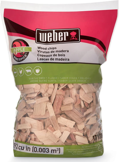 Weber Apple Wood Chips, 2 lb Premium BBQ Smoking & Grilling Chips for Subtle, Sweet Apple Flavor Ideal for Beef, Lamb, Poultry, Pork & Fish