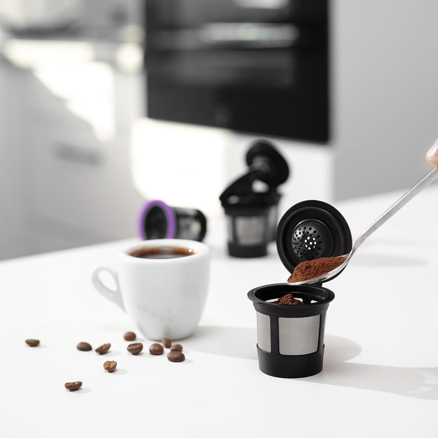 4 Black Reusable K Cups for Keurig Coffee Makers -, K-Select, K-Duo, K-Elite, K-Latte