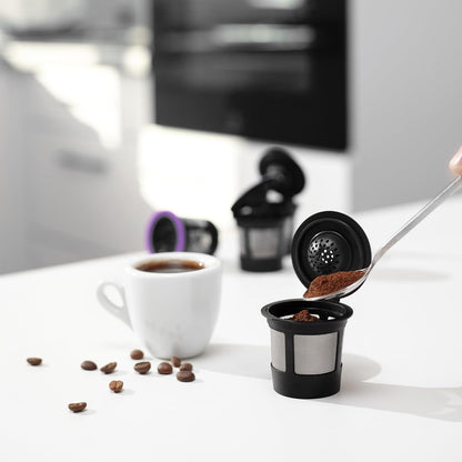 4 Black Reusable K Cups for Keurig Coffee Makers -, K-Select, K-Duo, K-Elite, K-Latte
