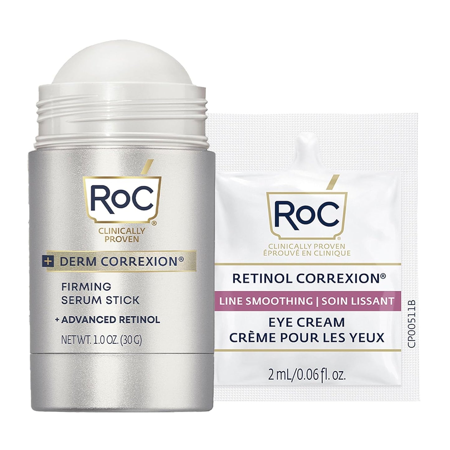 RoC Derm Correxion Retinol Firming Serum Stick with Antioxidants to Visibly Tighten and Firm Wrinkles and Laugh Lines 1.0 oz plus Retinol Eye Cream
