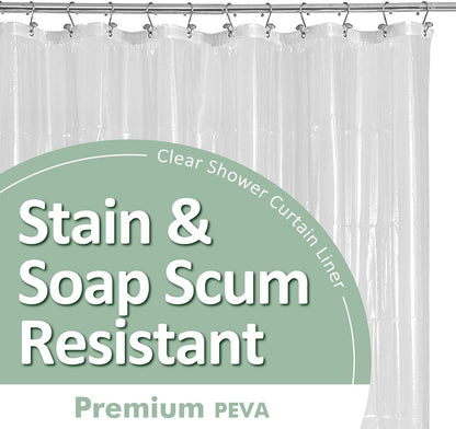 Barossa Design Plastic Shower Liner Clear - Premium PEVA Shower Curtain Liner with Rustproof Grommets and 3