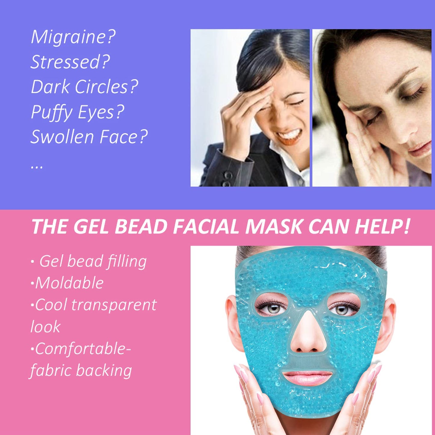 Cold Face Eye Mask Ice Pack Reduce Facial Puff, Dark Circles, Gel Hot Heat Cold Compress Pack, Face SPA Gift for Woman Sleeping, Pressure