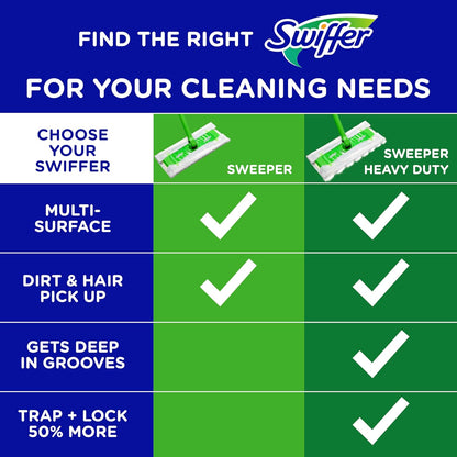 Swiffer Sweep + Mop, Dry Pads Refill, Floor Cleaner for Dirt, Dust, Hair, Cleaning Cloths for Mopping Home, Bathroom, Kitchen, Dust Mop, Floor