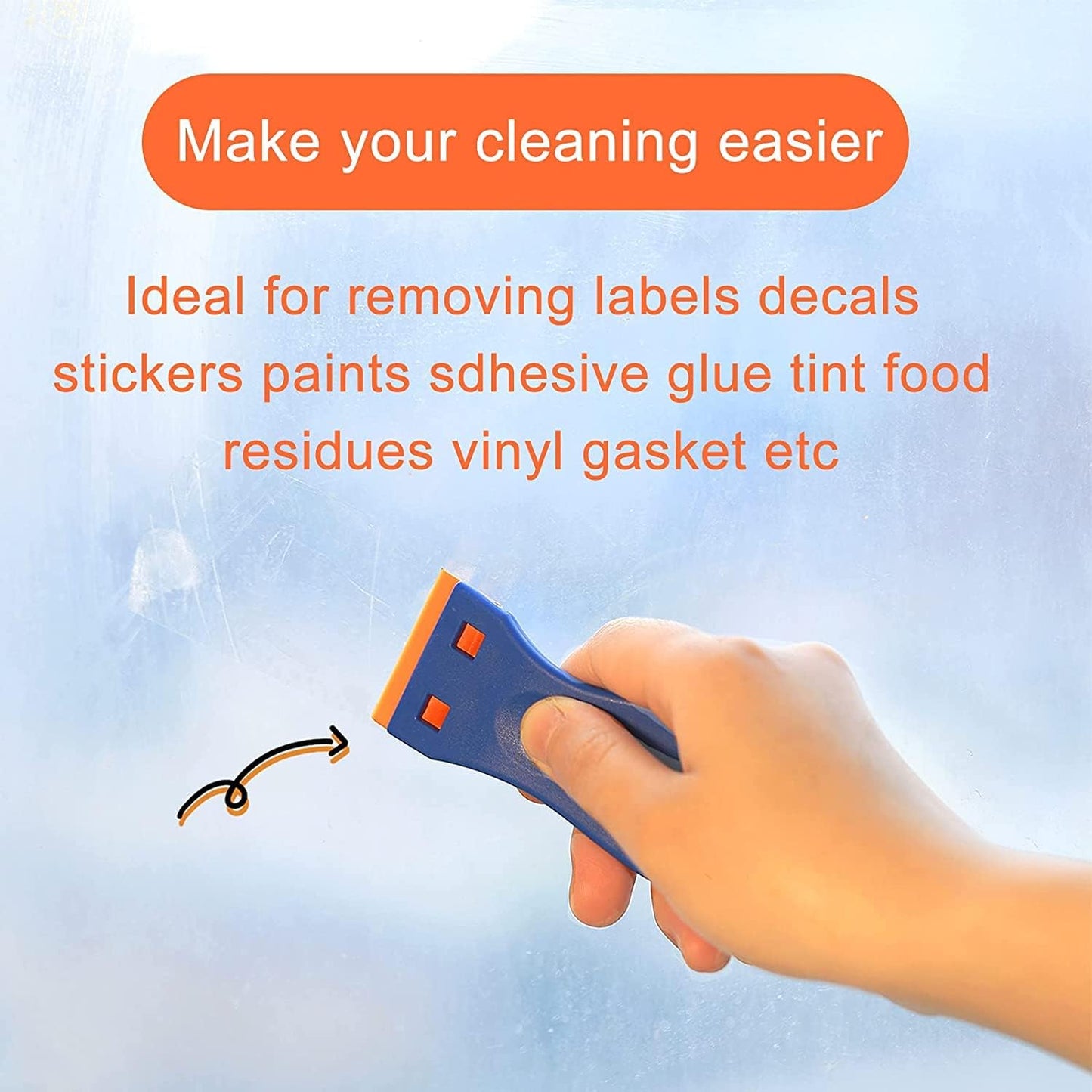 4 Pcs Plastic Razor Blade Scraper and 100 Pcs Blades, Remove Label Decal Tool Forwithout Scratches Plastic Razor Blade
