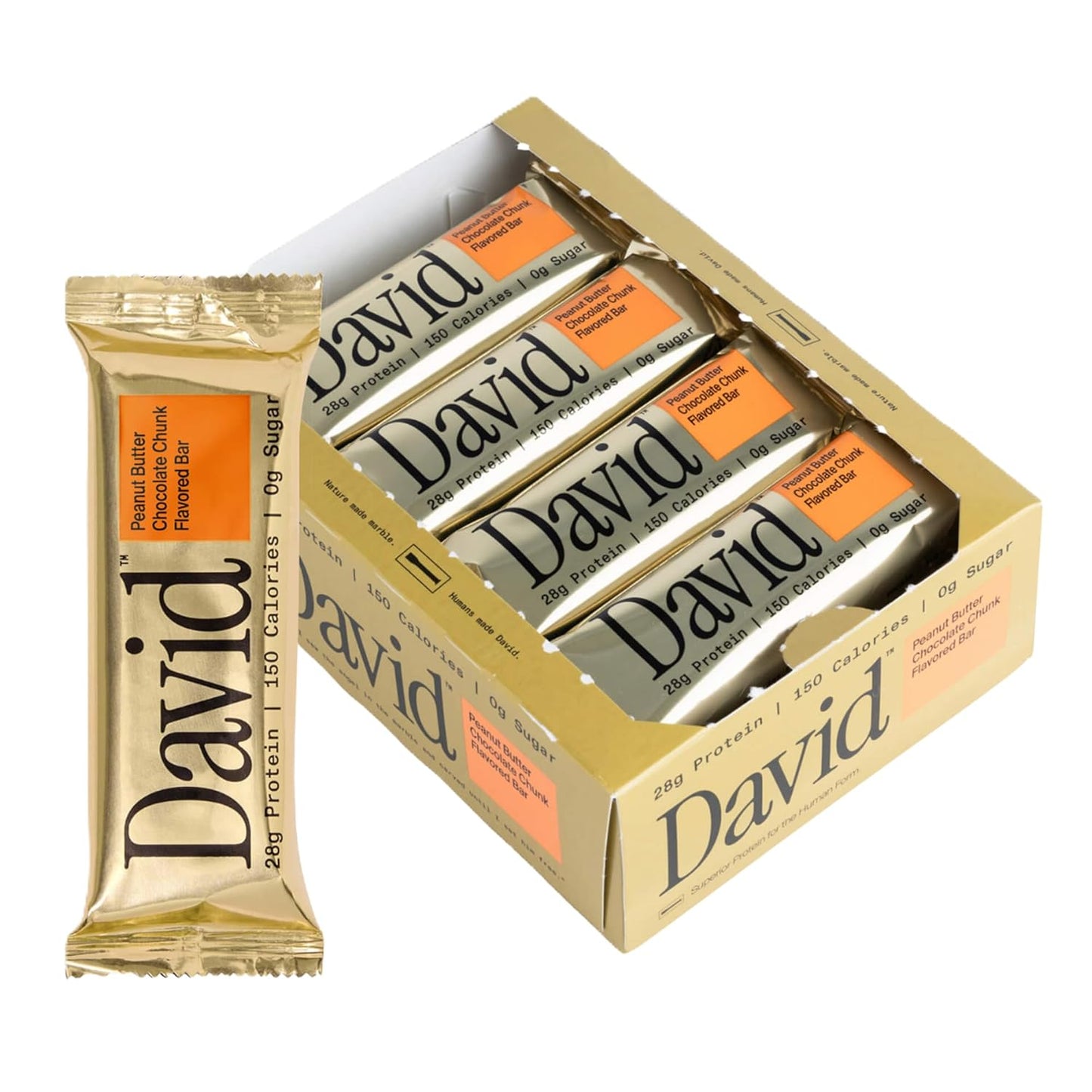 David High Protein Bars - 0g of Sugar, Low Carb, Gluten Free - 28g of Protein, 150 Calories - On-The-Go Snack - Peanut Butter Chocolate Chunk Flavor2