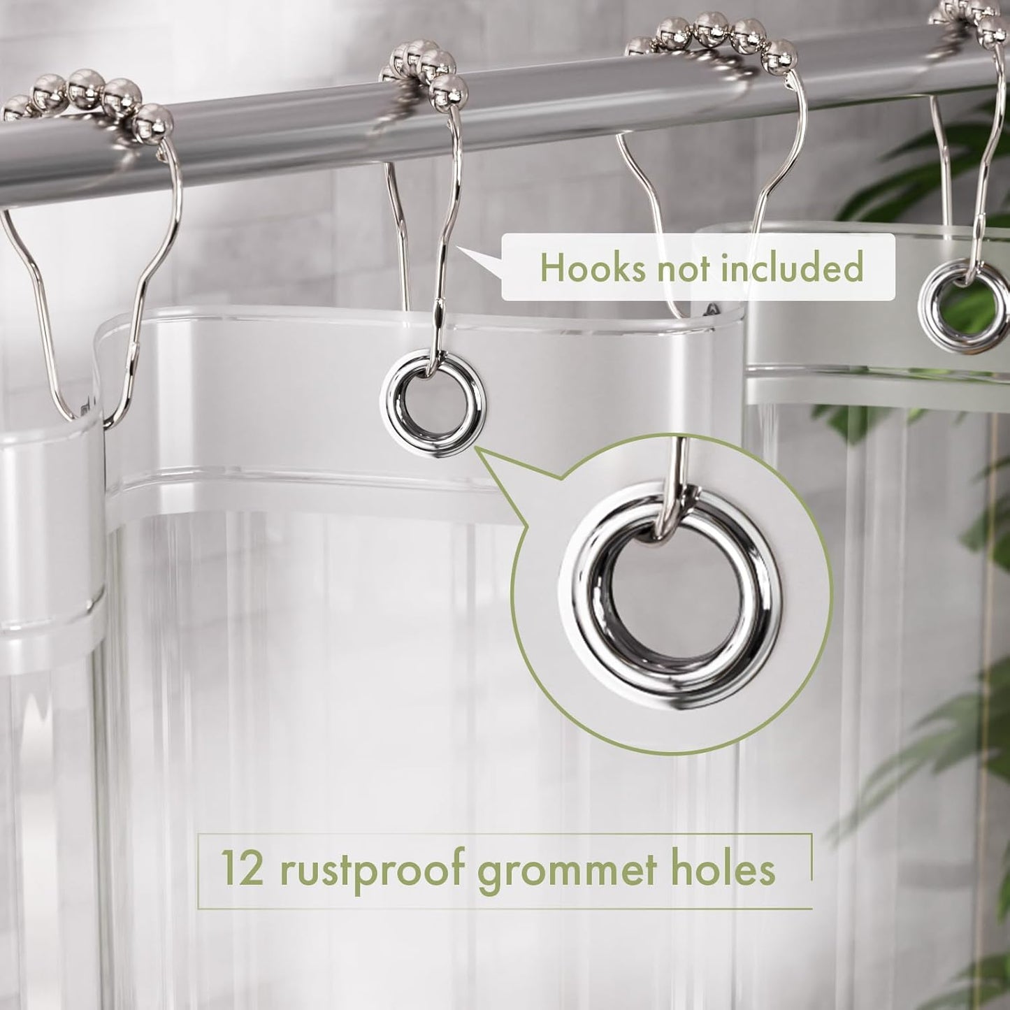 AmazerBath Shower Curtain Liner, 72x72 Clear Shower Curtain Liner, Waterproof Plastic Shower