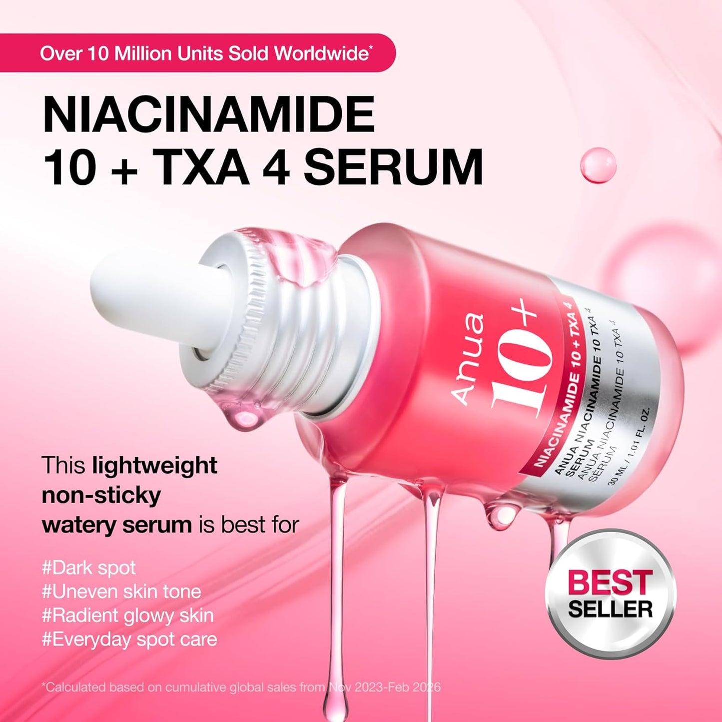 Anua Niacinamide 10 + TXA 4 Serum, Dark Spot Care, Hyaluronic Acid, Tranexamic