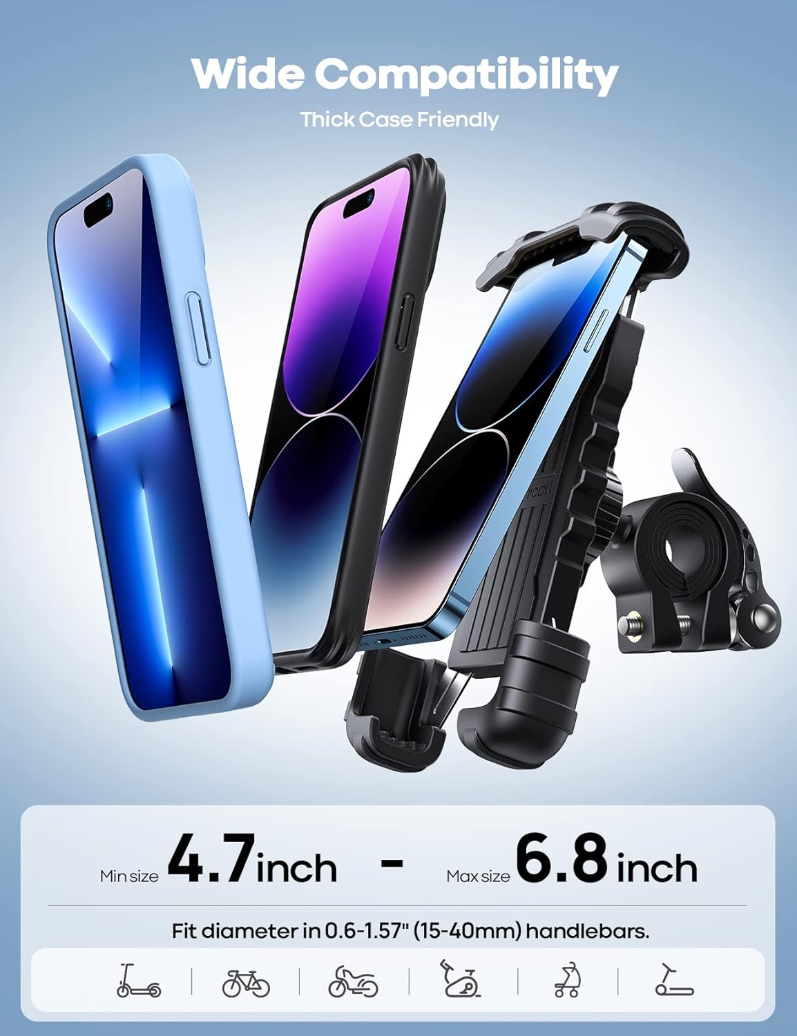 Lamicall Bike Phone Holder, Motorcycle Mount - Motorcycle Phone Holder, Handlebar Cell Phone