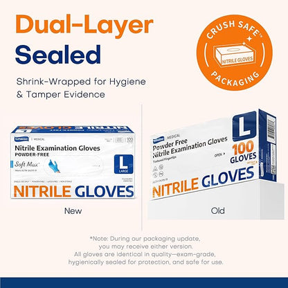 Supmedic Medical Soft Max Nitrile Exam Gloves, 100 Count Latex-Free Powder-Free Non-Sterile Food Safe Disposable Glove, Blue