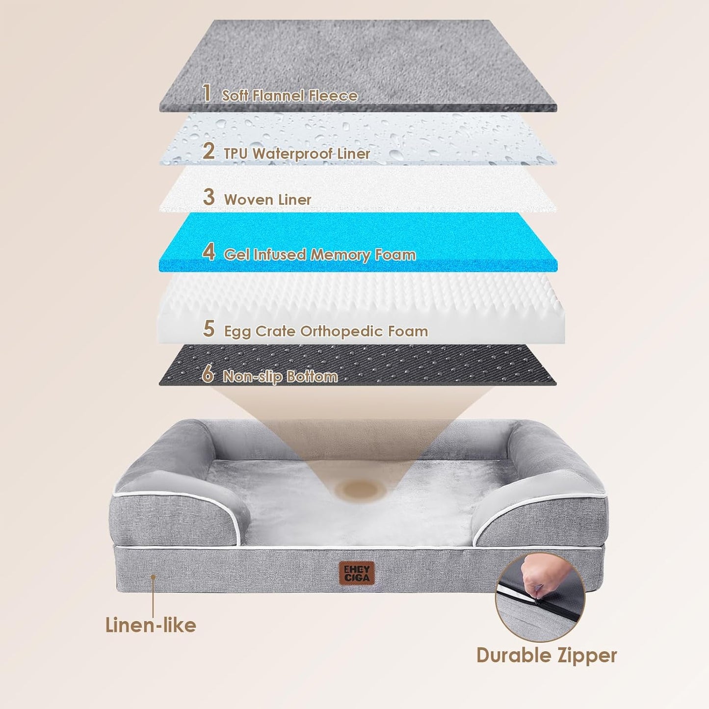 EHEYCIGA Orthopedic Dog Beds for Extra Large Dogs 44x32Inch, Waterproof Memory Foam XL Pet Bed with