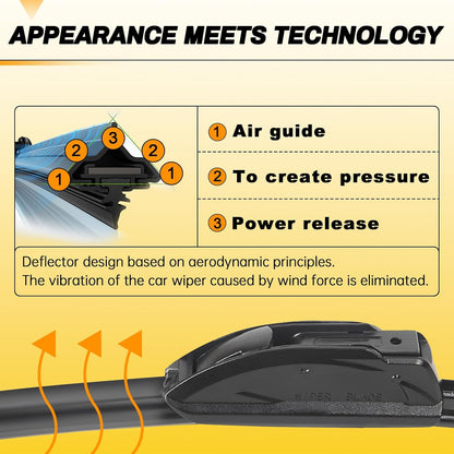 AUTOBOO 26" and 16" Windshield Wipers Blades (Pack Of 2),Premium Quality Premium All-Seasons Wiper blades,Stable and Quiet Armor wiper blades