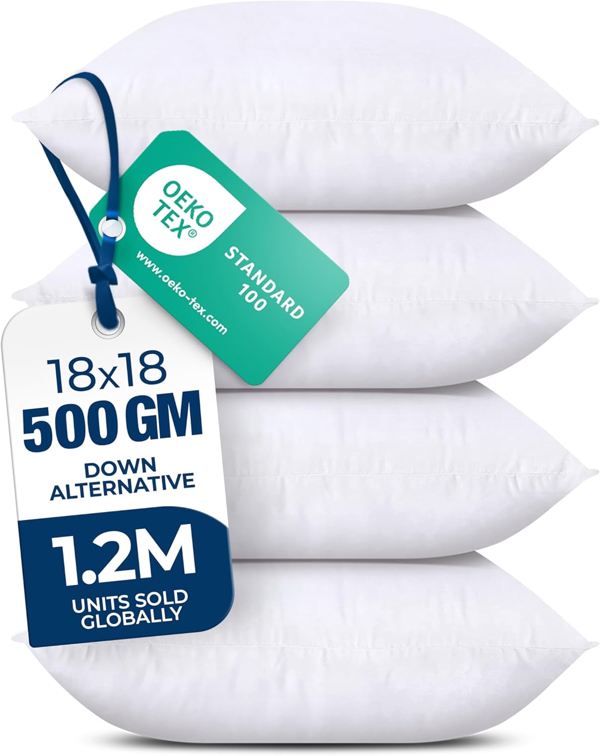 Utopia Bedding Throw Pillows (Set of 4, White) 18 x 18 Inches Down Alternative Pillows for Bed