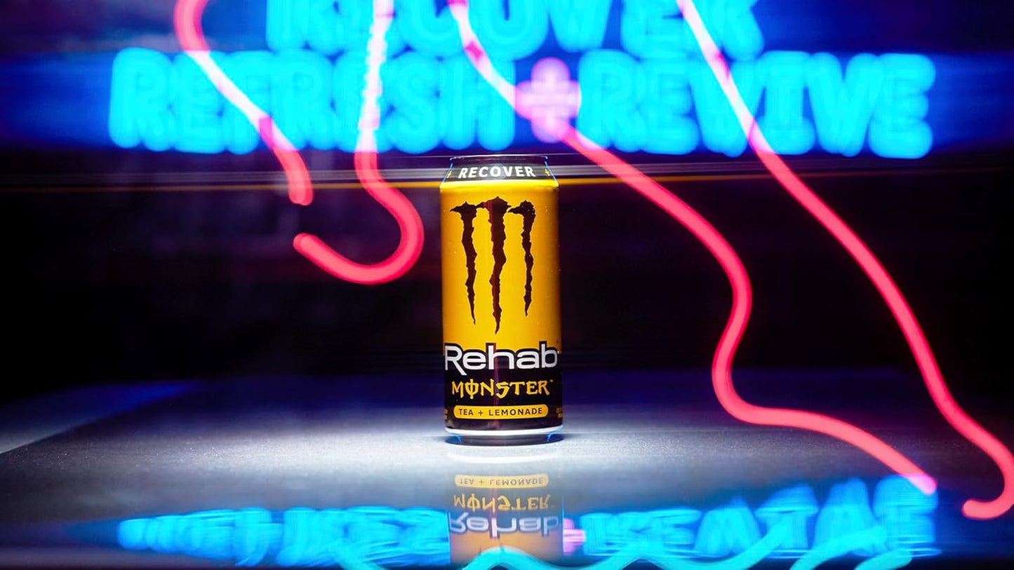 Monster Rehab Tea + Lemonade + Energy, Energy Drink 15.5 Ounce, Energy Iced Tea5