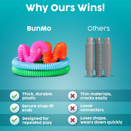 BUNMO Pop Tubes - Sensory Toys - Fidget Toys - Imaginative Play & Stimulating Creative Learning - Hours of Fun for Kids - Tons of Ways to Play -