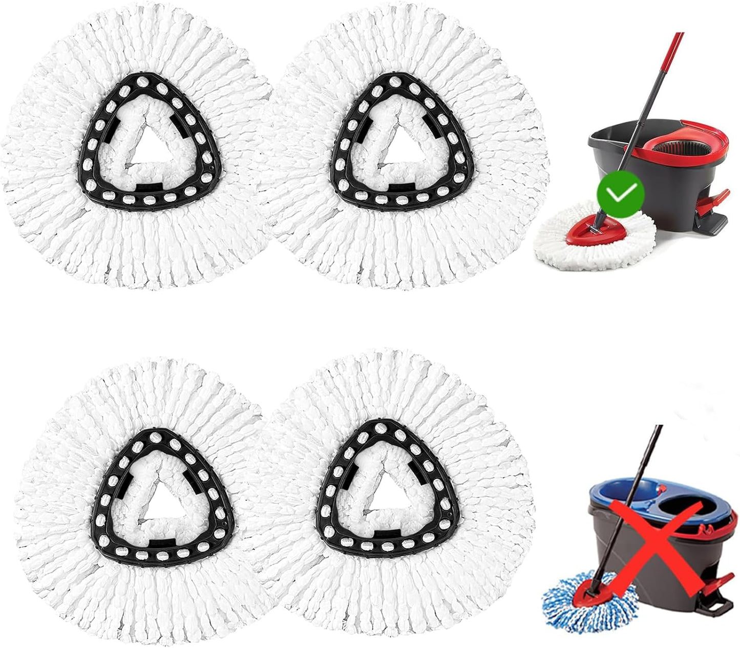 4 Pack Mop Head Replacement,Spin Mop Replacement Head 100% Microfiber,Deep Cleaning,EPSUNORISE