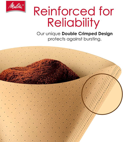 Melitta Cone Coffee Filters, Natural Brown, 100 Count (Pack Of 3), 300 Total Filters - Fits all 8-12 Cup Cone Coffee Makers and