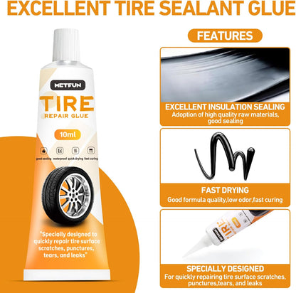 40 PCS Tire Repair Rubber Nails Kit with 2 Tubes of Black Tire Sealant Glue, 2026 New Screw in Tire Plugs