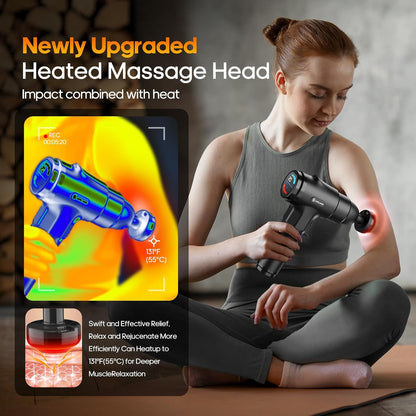 AERLANG Massage Gun with Heat Deep Tissue Back Massager Neck Massager for Pain Relief,Muscle Percussion Massage