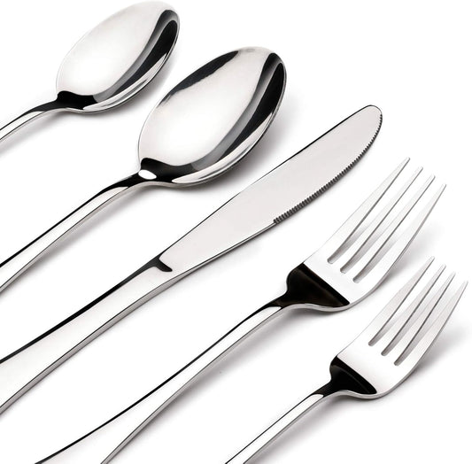 Silverware Set for 8, 40 Piece Heavy Duty Stainless Steel Flatware Utensils Cutlery Set Including Steak Knife Fork and Spoon, Dishwasher