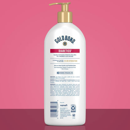 Gold Bond Diabetic Body Lotion, Dry Skin Relief with Vitamin E & Aloe to Soothe & Moisturize Flaky, Rough Skin, Value Size, 21 oz