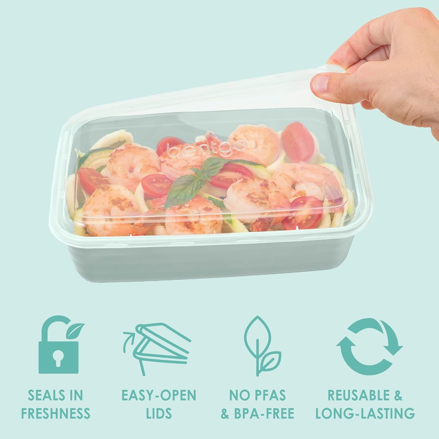 Bentgo Prep - 20-Piece 1-Compartment Reusable Meal Prep Containers with Lids, PFAS & BPA Free Materials, Durable, Microwave