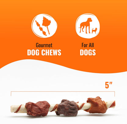 Good n Fun Triple Flavor Kabobs Chews for All Dogs, 24 Ounces, Treat Your Dog to Long-Lasting Chews Made from Beef Hide, Real Chicken, Pork