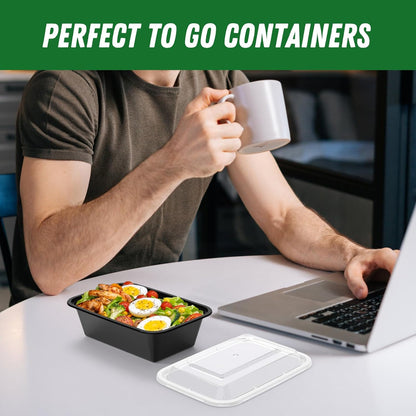 Dealusy 50 Pack (100-Piece) 24 oz Meal Prep Containers Reusable with Lids, Sturdy Leakproof & Food Safe, Microwave