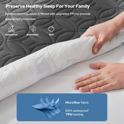 BEDLORE Waterproof Mattress Protector, Queen Size Mattress Pad Noiseless with Deep Pocket 6"-18"