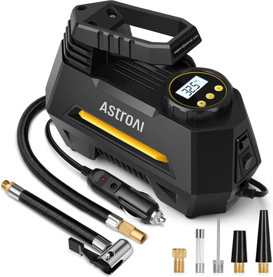 AstroAI Tire Inflator Portable Air Compressor Air Pump for Car Tires-Car Accessories, 9.8Ft Cord-12V DC-Powered Auto Pump with Digital Pressure