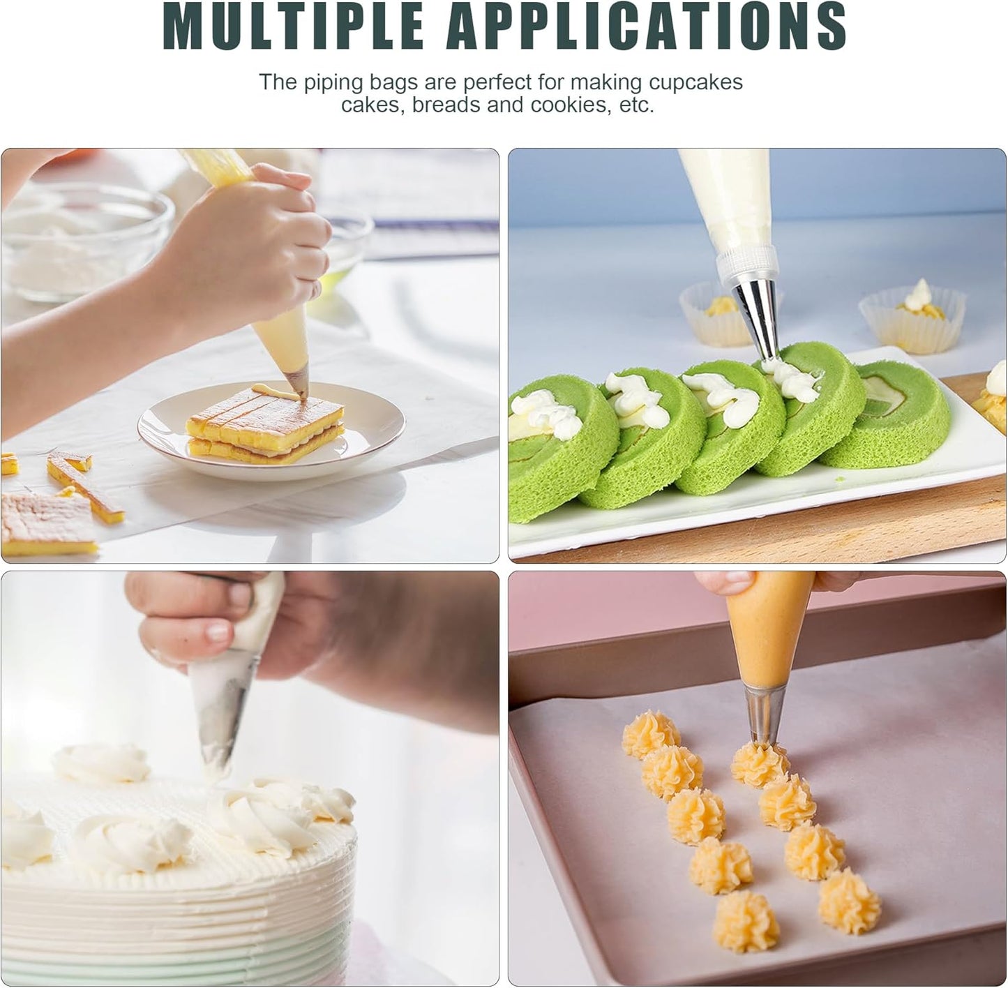 Piping Bags and Tips Set, Cakes Decorating Supplies Kit with 100pcs 12 Inch Pastry Bags, 16 Piping Tips, 3 Cake Scraper, 2 Couplers, 2 Bag