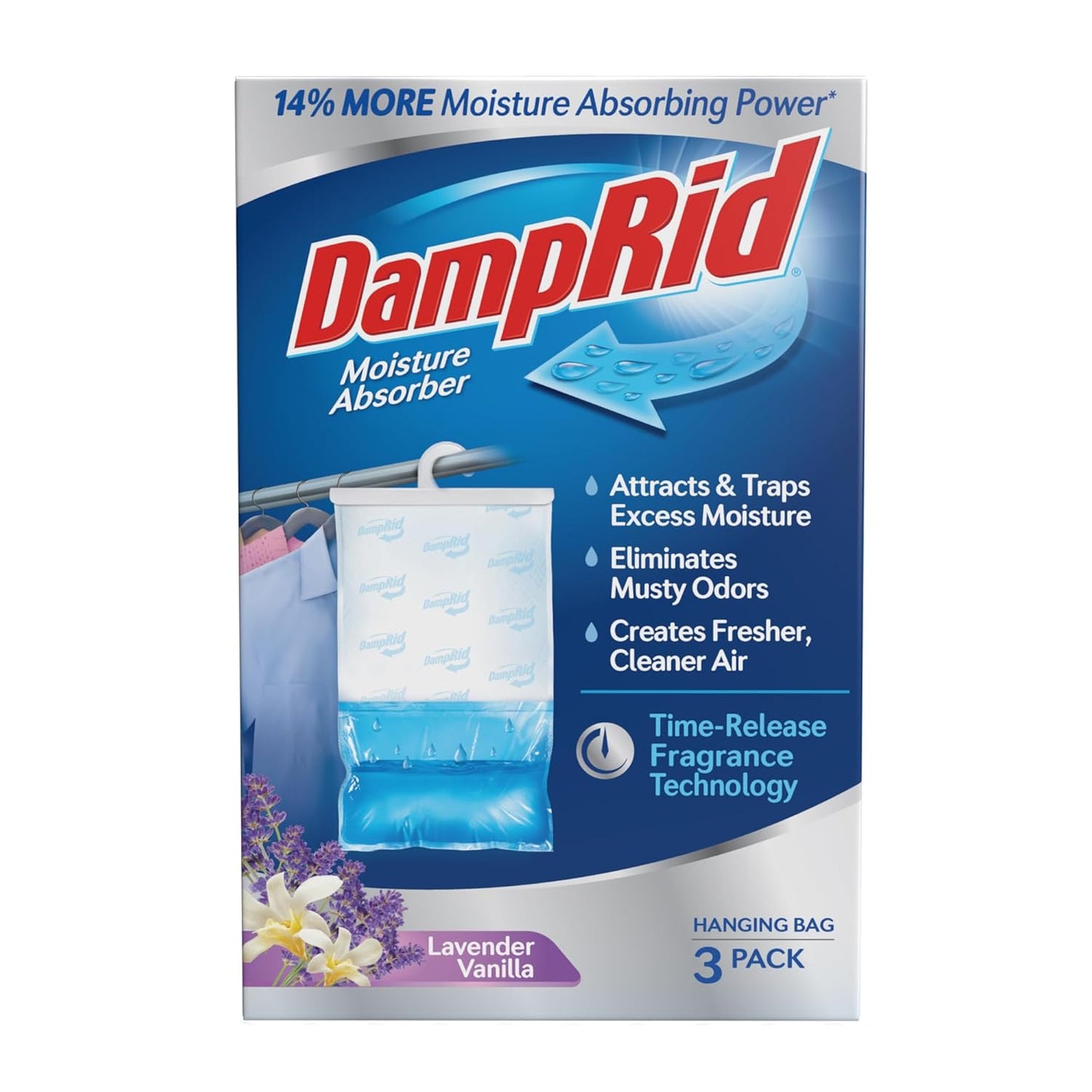 DampRid Lavender Vanilla Hanging Moisture Absorber, 16 oz., 3 Pack - Eliminates Musty Odors for Fresher, Cleaner