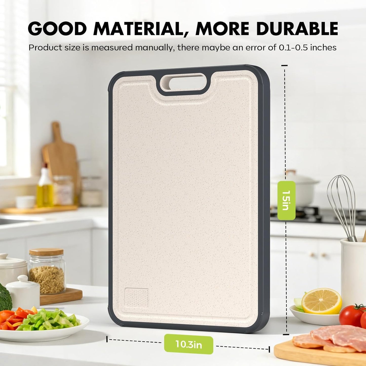 Sumzzz Titanium Cutting Board for Kitchen, Non Toxic 2-in-1 Cutting Board Double Sided Food Grade Pure