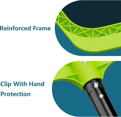 Sepetrel Pool Skimmer Net - Professional Heavy Duty Reinforced Frame Nylon Flat Leaf Rake Net,for Spa Pond Swimming