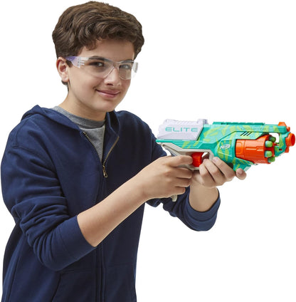 NERF Elite Disruptor Dynamic Green Dart Blaster, Rotating Drum, Slam Fire, Easter Gift for