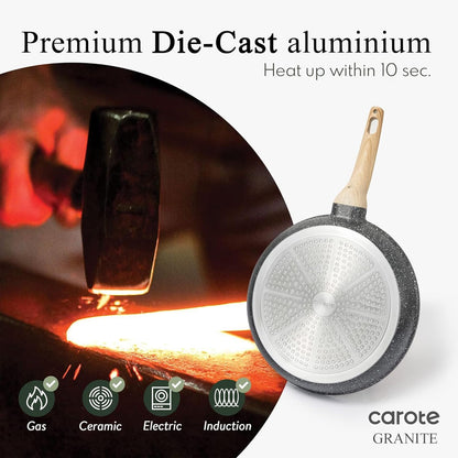 CAROTE Nonstick Frying Pan Skillet,Non Stick Granite Fry Pan Egg Pan Omelet Pans, Stone Cookware Chef's Pan, PFOA