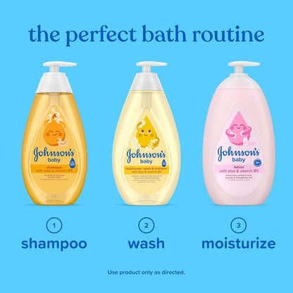 Johnson's Baby Shampoo with Aloe Vera & Vitamin B5, Tear Free, Newborn Essentials, No added Parabens & Sulfates, Hypoallergenic, Baby