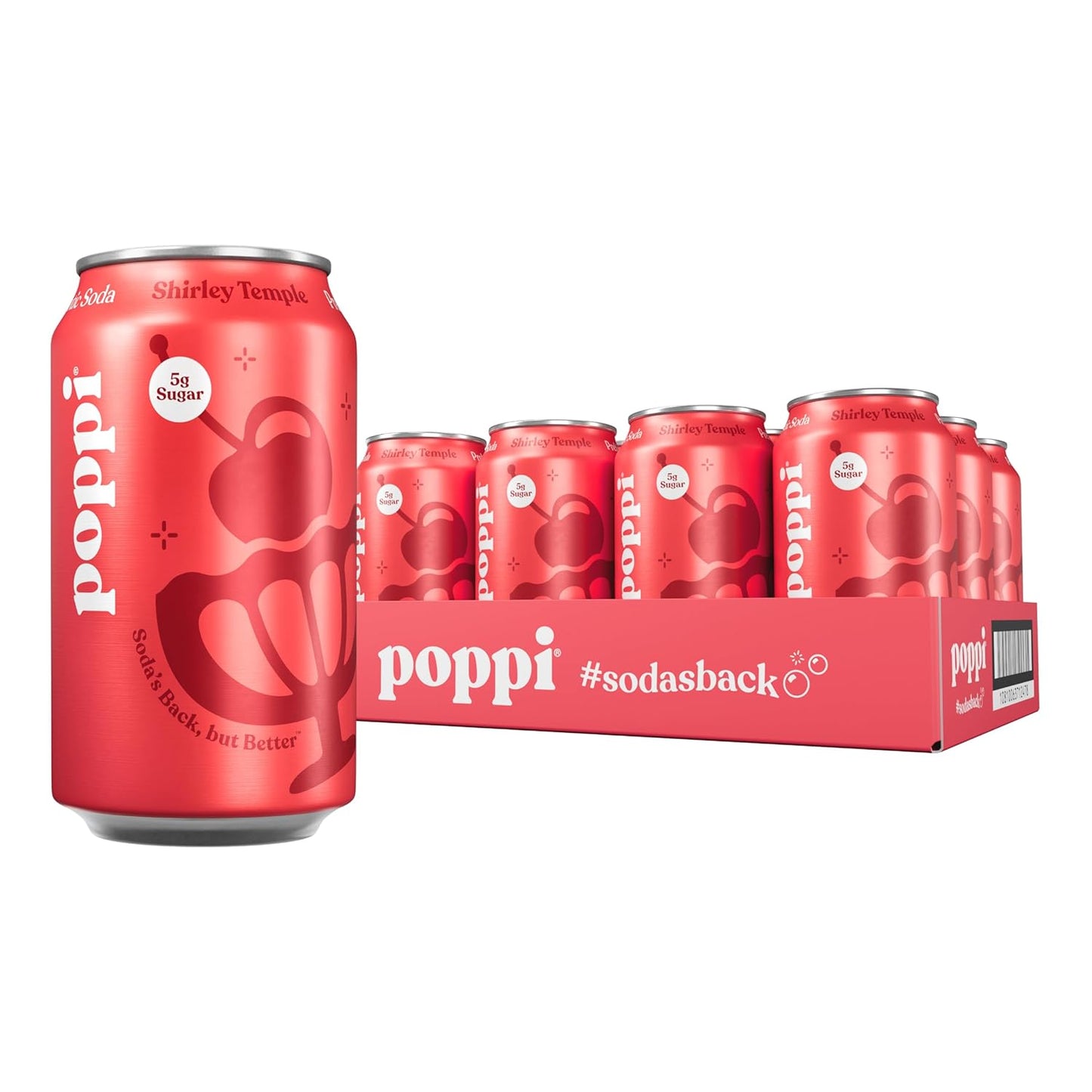 Poppi Sparkling Prebiotic Soda Beverage with Apple Cider Vinegar, Seltzer Water and Fruit Juice, Shirley Temple, 12 Fl Oz2