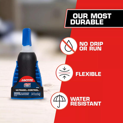 Loctite Super Glue Ultra Gel Control, Clear, 0.14 fl oz Bottle, 1 Pack - Superglue for Plastic, Wood, Metal, Crafts &