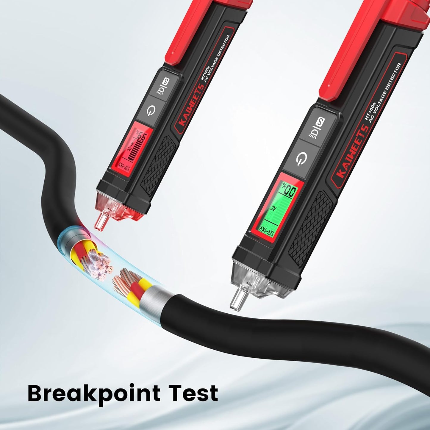 KAIWEETS Voltage Tester/Non-Contact Voltage Tester with Signal Percentage, Dual Range AC 12V/70V-1000V, Live/Null Wire