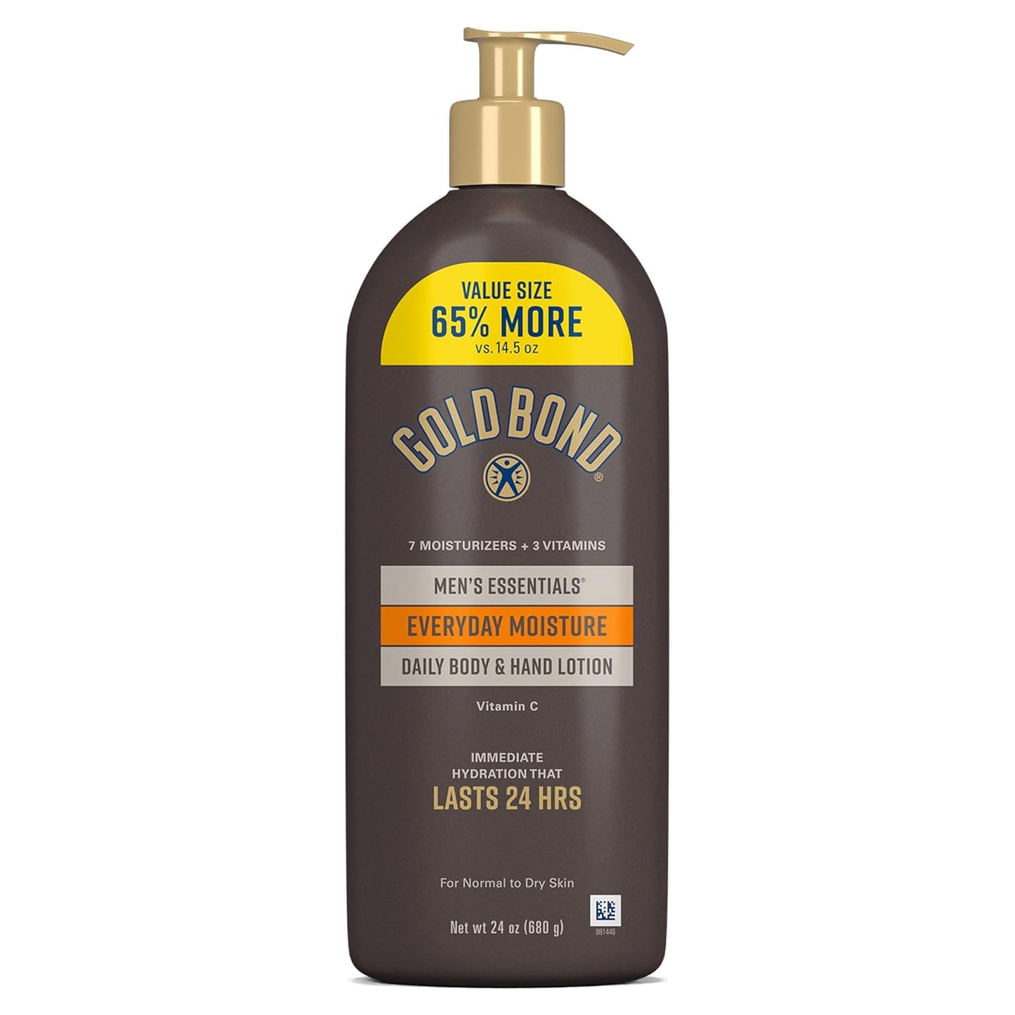 Gold Bond Men's Essentials Everyday Moisture Daily Body & Hand Lotion With Vitamin C, Hydrating Lotion Formulated for Men's Dry Skin, Value
