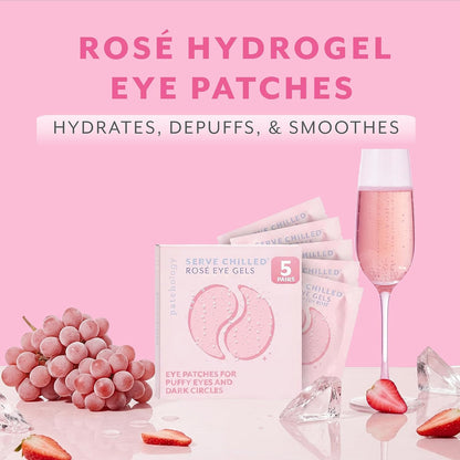 Patchology Serve Chilled Ros Hydrating Under Eye Patches Hyaluronic Acid & Antioxidant-Infused Eye Masks to Reduce Dark