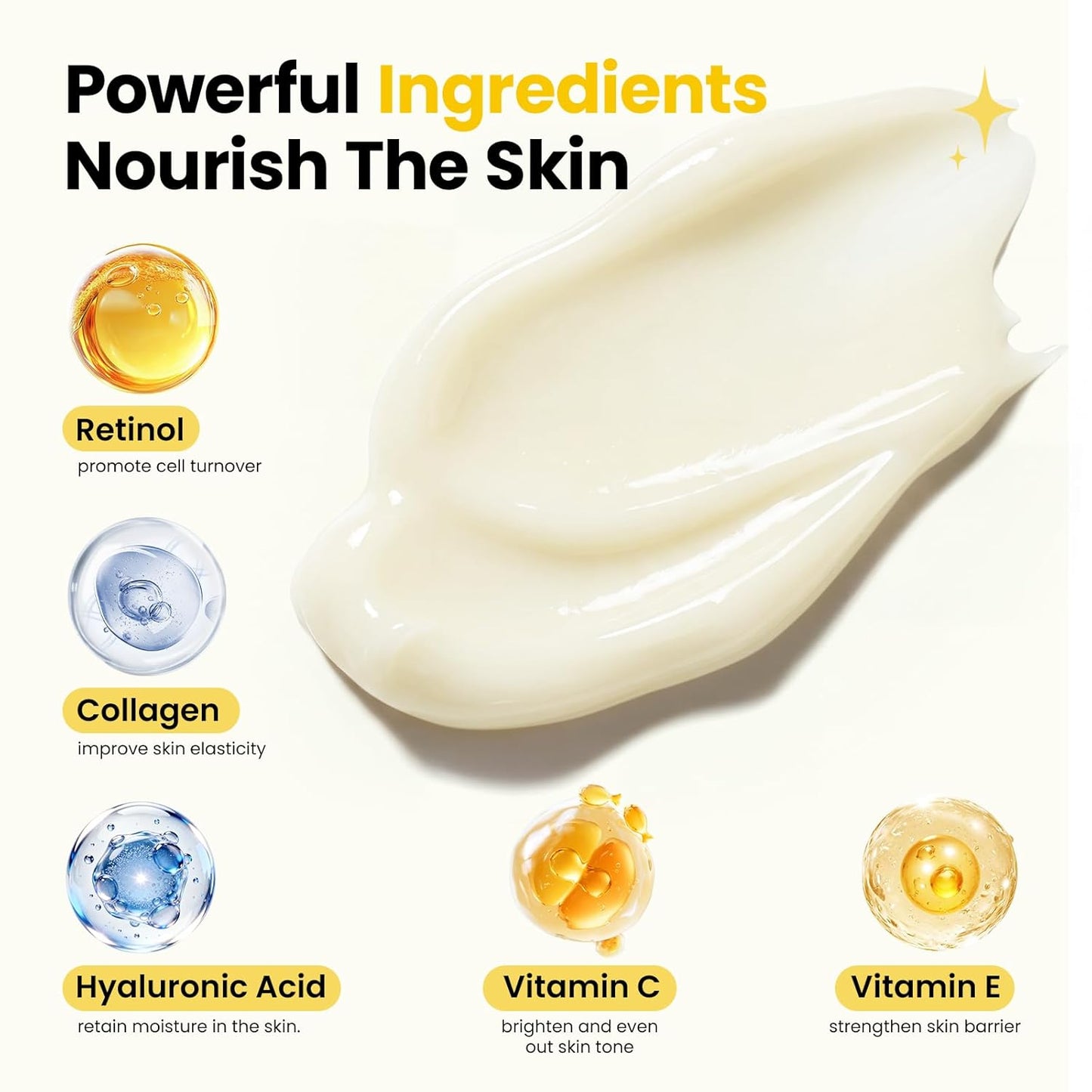 Retinol Cream for Face Anti Aging: Wrinkle Cream for Face Neck with Collagen Hyaluronic Acid - Night Moisturizer for Men Women - Facial Skin Care
