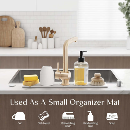 Eormoe Faucet Mat for Kitchen Sink Diatomite Stone Drying Mat & Sink