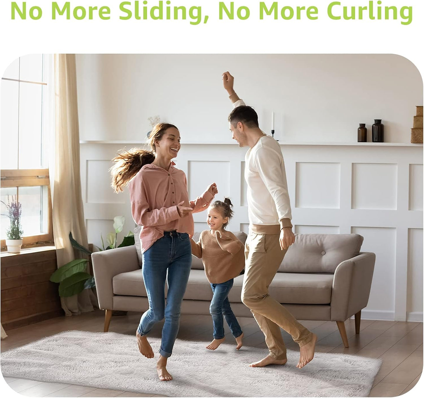Rabenda 12 Pcs Rug Tape, Non Slip Rug Pads Grippers for Hardwood Floors and Tiles, Reusable Carpet Tape for Area