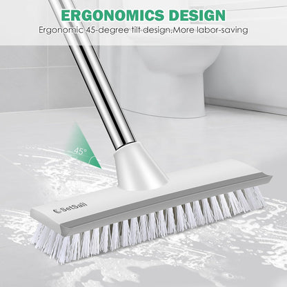 SetSail Floor Scrub Brush with 51-Inch Long Adjustable Handle 2 in 1 Scrape Brush Stiff Bristle Floor Scrubber for Cleaning Shower Bathroom Garage
